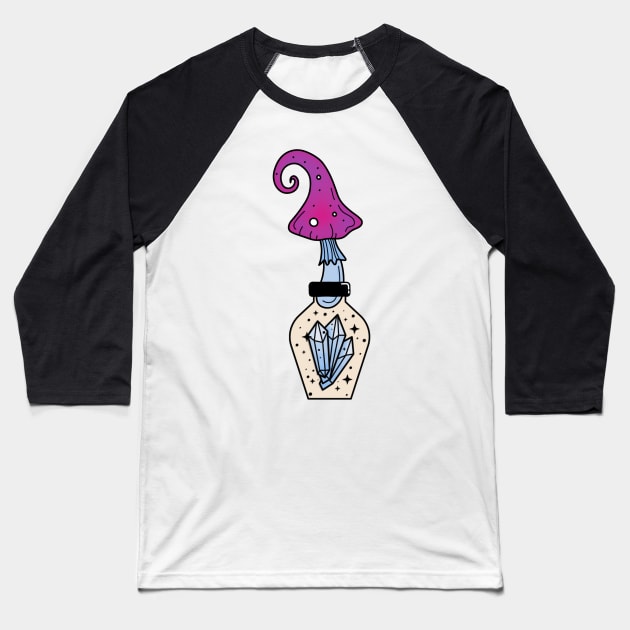 Crystal healing mushroom potion Baseball T-Shirt by AustomeArtDesigns